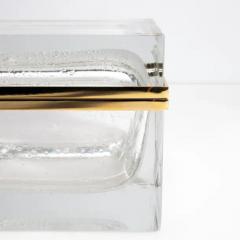 Giant Hand Blown Murano Glass Box in in Crystal with Bubbles and Brass Fittings - 3850453
