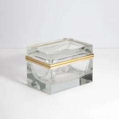 Giant Hand Blown Murano Glass Box in in Crystal with Bubbles and Brass Fittings - 3850455