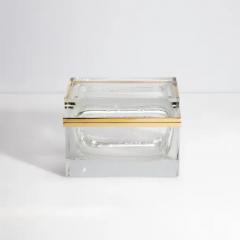 Giant Hand Blown Murano Glass Box in in Crystal with Bubbles and Brass Fittings - 3850456