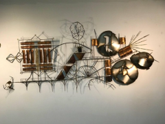 Giant Nail Wall Sculpture Abstract City Sky Line - 857681