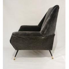 Gigi Radice 1950s Gigi Radice for Minotti Italian Vintage Pair of Gray Velvet Armchairs - 1389154