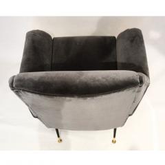 Gigi Radice 1950s Gigi Radice for Minotti Italian Vintage Pair of Gray Velvet Armchairs - 1389156