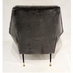 Gigi Radice 1950s Gigi Radice for Minotti Italian Vintage Pair of Gray Velvet Armchairs - 1389157