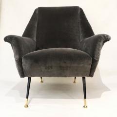 Gigi Radice 1950s Gigi Radice for Minotti Italian Vintage Pair of Gray Velvet Armchairs - 1389158