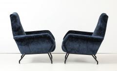 Gigi Radice 1960s Gigi Radice Blue Velvet Lounge Chairs - 4579318
