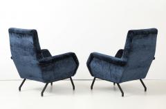 Gigi Radice 1960s Gigi Radice Blue Velvet Lounge Chairs - 4579319