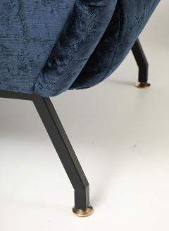 Gigi Radice 1960s Gigi Radice Blue Velvet Lounge Chairs - 4579320