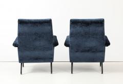 Gigi Radice 1960s Gigi Radice Blue Velvet Lounge Chairs - 4579323