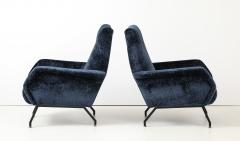 Gigi Radice 1960s Gigi Radice Blue Velvet Lounge Chairs - 4579324
