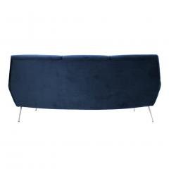 Gigi Radice Gigi Radice Mid Century Modern Midnight Blue Cotton Velvet Curved Italian Sofa - 3918198