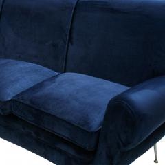 Gigi Radice Gigi Radice Mid Century Modern Midnight Blue Cotton Velvet Curved Italian Sofa - 3918205