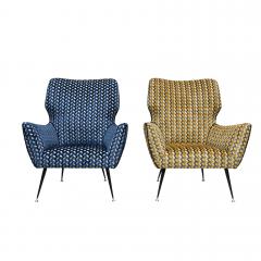 Gigi Radice Pair of 1950s armchairs pattern velvet Italian design by Gigi Radice - 1380854