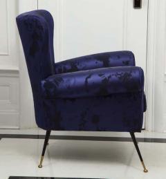 Gigi Radice Pair of Vintage Gigi Radice Italian Armchairs in Ultramarine Upholstery - 3157933