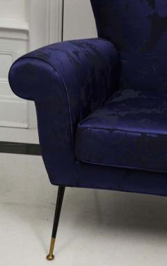 Gigi Radice Pair of Vintage Gigi Radice Italian Armchairs in Ultramarine Upholstery - 3157936