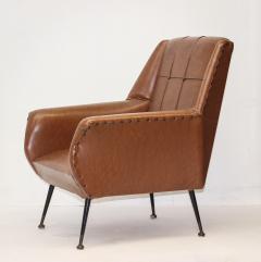 Gigi Radice Single Brown Leatherette Armchair by Gigi Radice 1960 Italy - 3558067