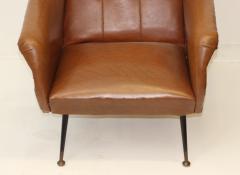 Gigi Radice Single Brown Leatherette Armchair by Gigi Radice 1960 Italy - 3558078
