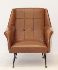 Gigi Radice Single Brown Leatherette Armchair by Gigi Radice 1960 Italy - 3558080