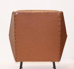 Gigi Radice Single Brown Leatherette Armchair by Gigi Radice 1960 Italy - 3558083