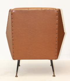 Gigi Radice Single Brown Leatherette Armchair by Gigi Radice 1960 Italy - 3558085