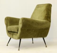 Gigi Radice Single Green Velvet Armchair by Gigi Radice 1960 Italy - 3558106