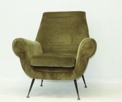 Gigi Radice Single Green Velvet Armchair by Gigi Radice 1960 Italy - 3558111