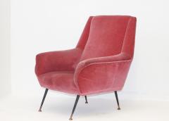 Gigi Radice Single Pink Velvet Armchair by Gigi Radice 1960 Italy - 3558099