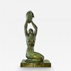 Gilbert Auguste Privat Nude Girl Venus doves grapes Art Deco Ve nus Bronze colombes aux raisins - 3405191