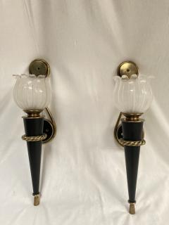 Gilbert Poillerat 1940s Pair of sconces in the style of Gilbert Poillerat - 3736054