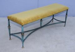 Gilbert Poillerat 1960s French Iron And Brass Bench With Mohair Upholstery - 3727901