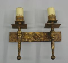 Gilbert Poillerat 4 French Midcentury Modern Neoclassical Gilt Iron Sconces Gilbert Poillerat - 4088408