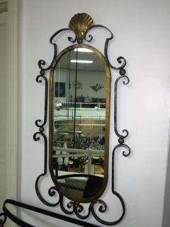 Gilbert Poillerat Black and Gold Iron Mirror and Wall Console in the Manner of Gilbert Poillerat - 419846