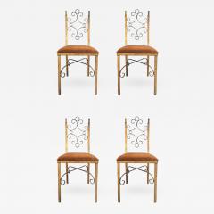 Gilbert Poillerat Four French Wrought Iron Gold Gilt Chairs Manner of Gilbert Poillerat - 518604