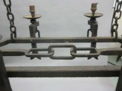Gilbert Poillerat French 1940 Hand Hammered Wrought Iron Chandelier in Style of Gilbert Poillerat - 4102688