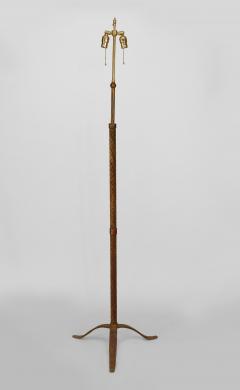 Gilbert Poillerat French 1940s Gilt Iron Twisted Rope Design Column Floor Lamp - 466668