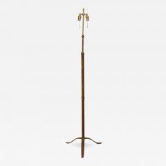 Gilbert Poillerat French 1940s Gilt Iron Twisted Rope Design Column Floor Lamp - 470581