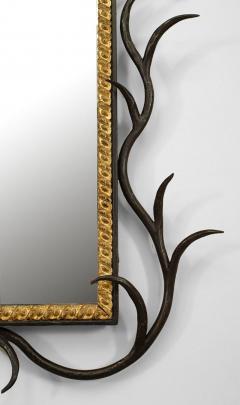 Gilbert Poillerat French 1940s Style Iron and Gold Trimmed Wall Mirror - 471153