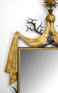 Gilbert Poillerat French 1940s Style Iron and Gold Trimmed Wall Mirror - 471156