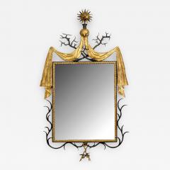 Gilbert Poillerat French 1940s Style Iron and Gold Trimmed Wall Mirror - 472008