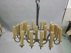Gilbert Poillerat French Mid Century Modern Brutalist Hand Wrought Iron Chandelier with 28 Lights - 4105490