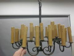 Gilbert Poillerat French Mid Century Modern Brutalist Hand Wrought Iron Chandelier with 28 Lights - 4105496