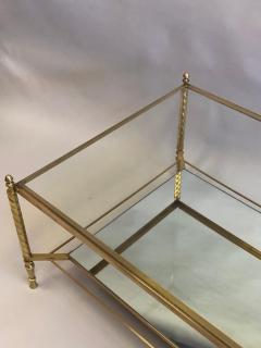 Gilbert Poillerat French Midcentury Double Level Brass Glass Coffee Table Gilbert Poillerat - 1707802