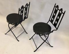 Gilbert Poillerat French Modern Neoclassical Hand Forged Iron Side Chairs Gilbert Poillerat Pair - 1736794