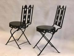 Gilbert Poillerat French Modern Neoclassical Hand Forged Iron Side Chairs Gilbert Poillerat Pair - 1736801