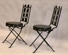 Gilbert Poillerat French Modern Neoclassical Hand Forged Iron Side Chairs Gilbert Poillerat Pair - 1736802