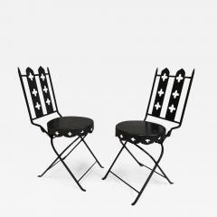 Gilbert Poillerat French Modern Neoclassical Hand Forged Iron Side Chairs Gilbert Poillerat Pair - 1738388