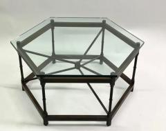 Gilbert Poillerat French Modern Neoclassical Hexagonal Bronze Cocktail Table Poillerat Arbus - 3319455