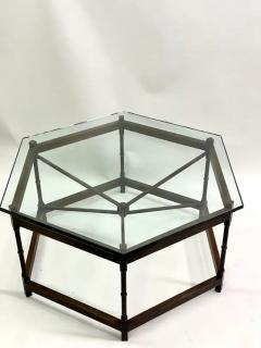 Gilbert Poillerat French Modern Neoclassical Hexagonal Bronze Cocktail Table Poillerat Arbus - 3319460