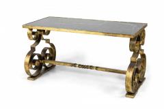 Gilbert Poillerat Gilbert Poillerat Style Gilt Metal And Black Marble Scroll Coffee Table - 3171056