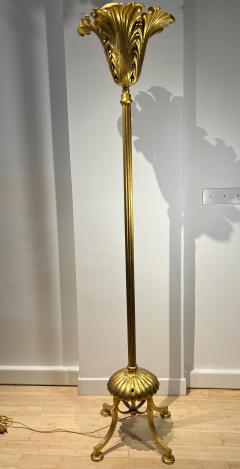 Gilbert Poillerat Gilbert Poillerat attributed gold leaf wrought iron floor lamp - 2614714