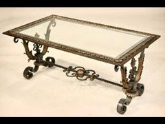 Gilbert Poillerat Gilbert Poillerat forged iron and bronze coffee table - 3128064